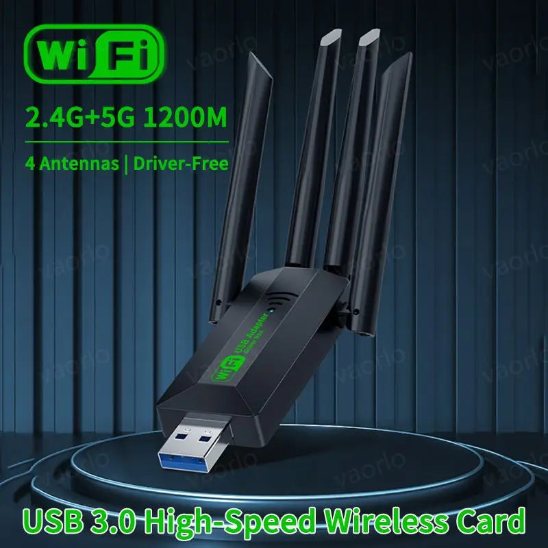 1200Mbps WiFi USB Adapter Dual Band 2.4G+5Ghz Wi-Fi Dongle 4 Antenna