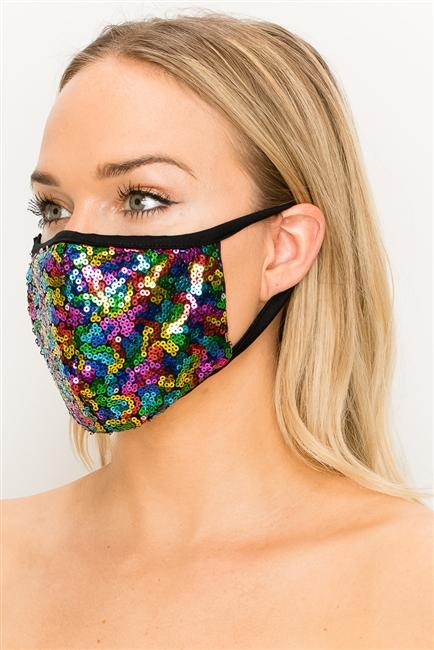 FASHION MASK 101-FL6-MULTI-SW315-sequin double layer contoured face