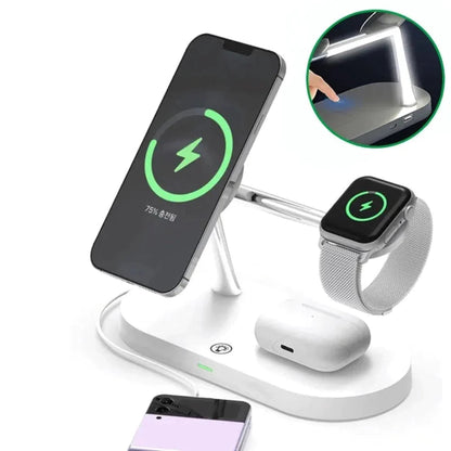 Desktop Magnetic Wireless Charging Station with Built in Lights