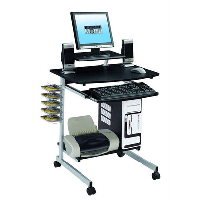 Mobile Compact Computer Cart Desk with Keyboard Tray