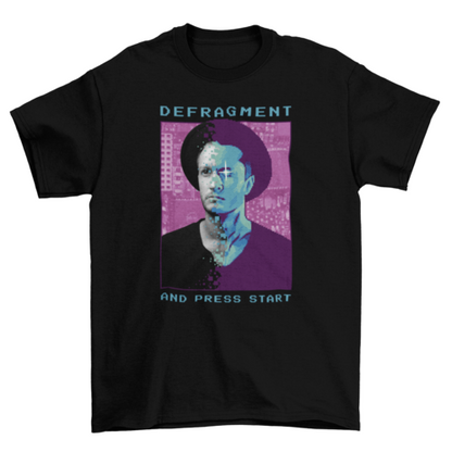 Cool Fashion Men quote "Defragment and press start" Man hat pixel art