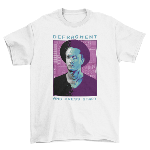 Cool Fashion Men quote "Defragment and press start" Man hat pixel art