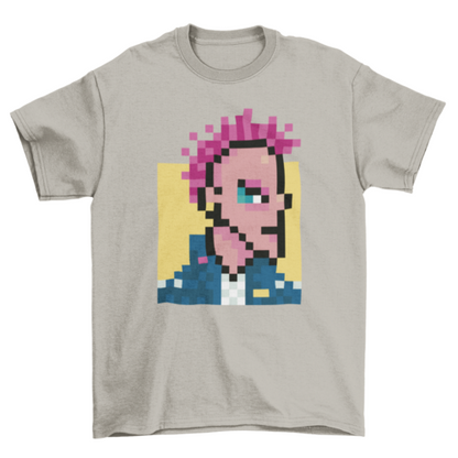 Cool Fashion Colorful Pink hair Rock punk boy pixel art Style Men