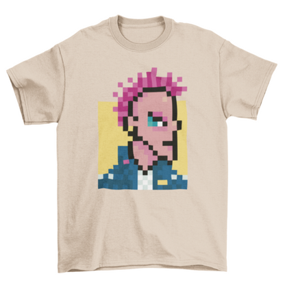 Cool Fashion Colorful Pink hair Rock punk boy pixel art Style Men