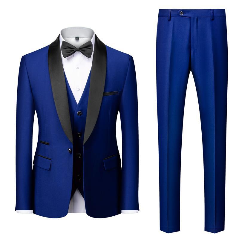 Men's Suit Set Green Fruit Collar Stage Suit Dress Host Performance Bridegroom Best Man Three-piece Suit - Cruish Home