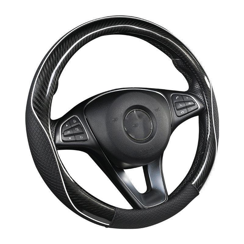 Car Steering Wheel Cover Round Handle Cover Carbon Fiber Texture - Cruish Home