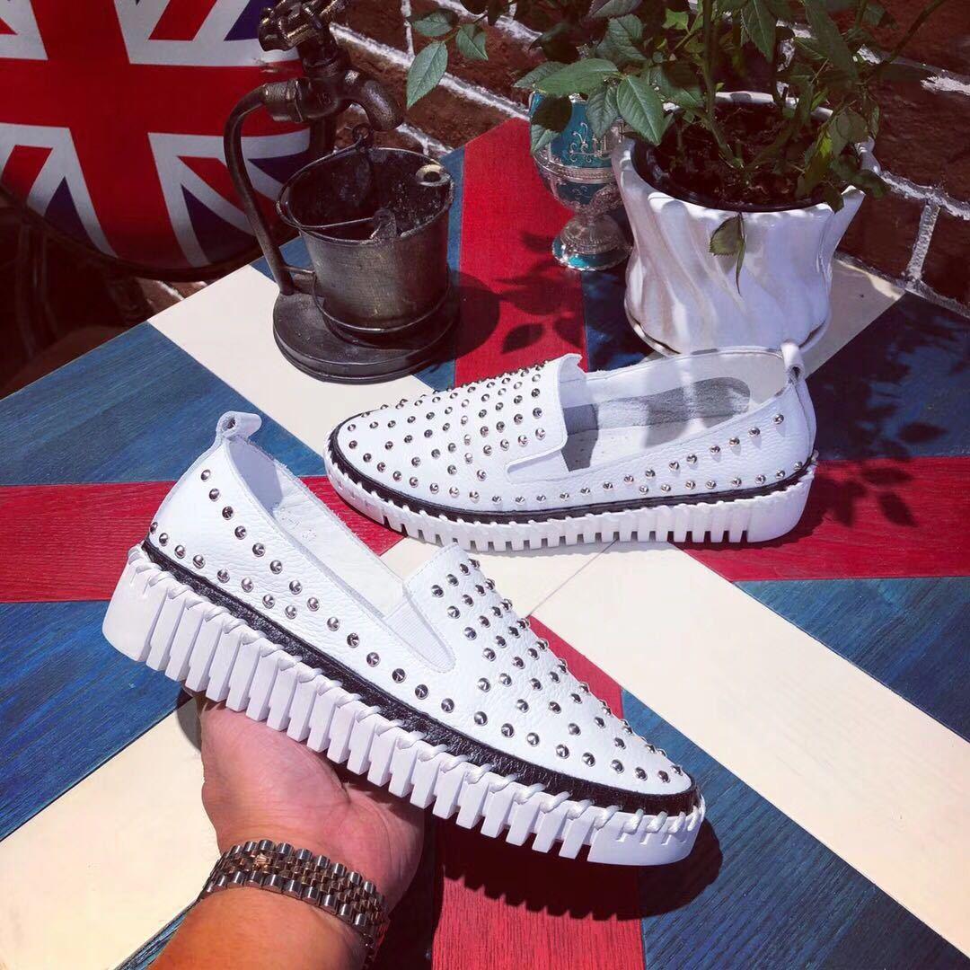 Fashion Casual One-step Rivet White Shoes - Cruish Home