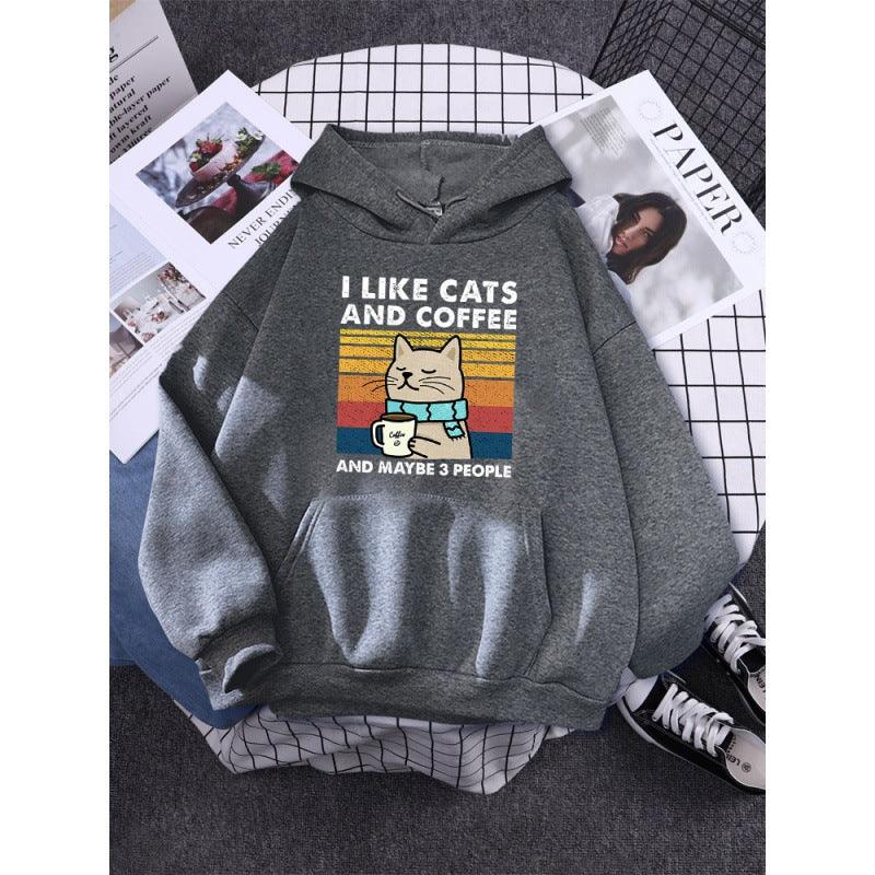 I Like Cats And Coffee Printed Women Hoody - Cruish Home