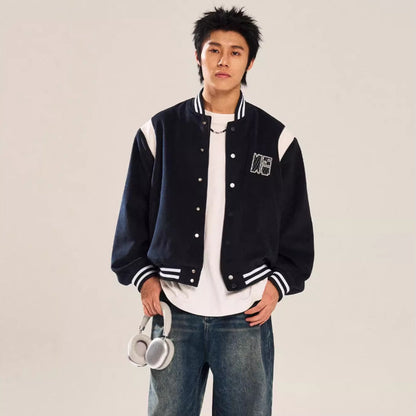 Contrast Color Embroidered Couple's Baseball Uniform Jacket Coat