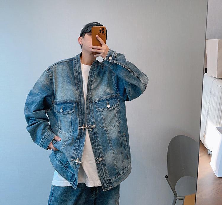 Washed Blue Heavy Robe Denim Jacket - Cruish Home