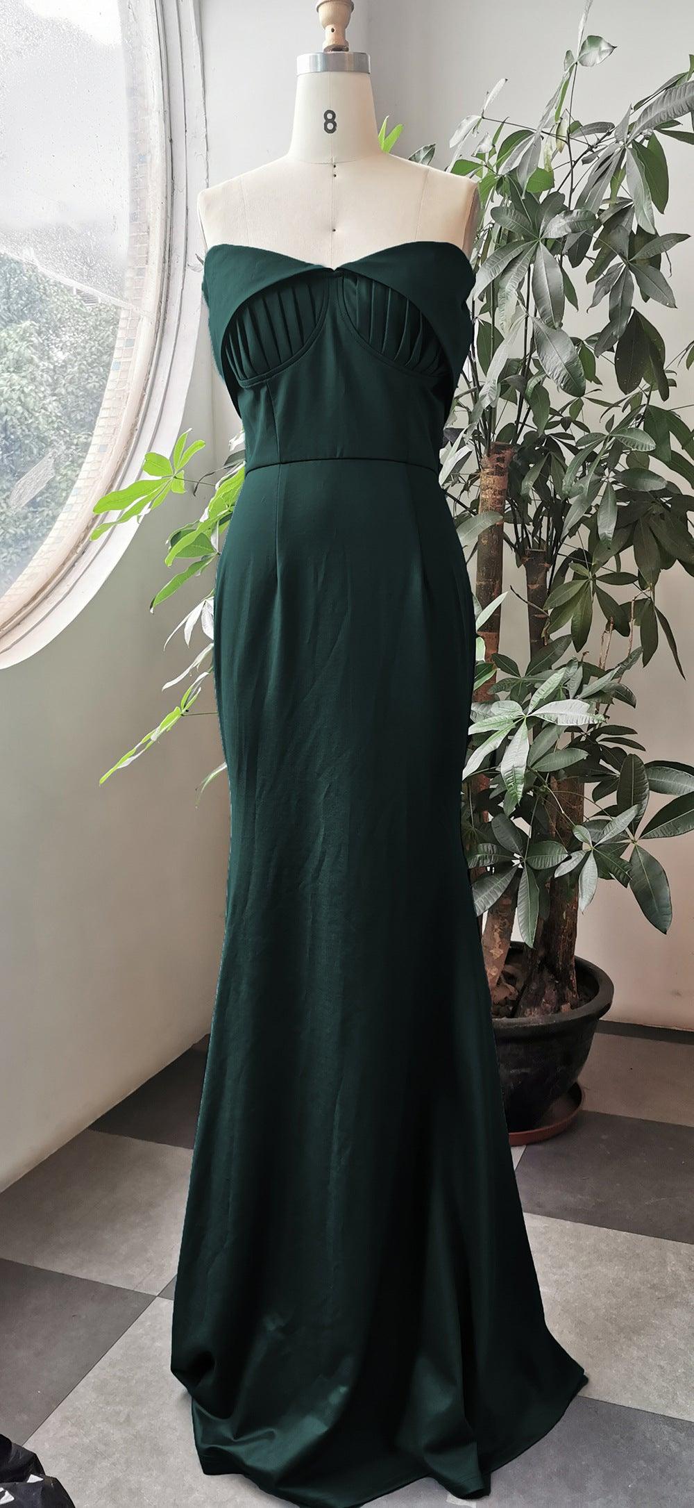 One-shoulder Long Skirt, Chest-wrapped Waist And Floor-standing Pencil Dress - Cruish Home