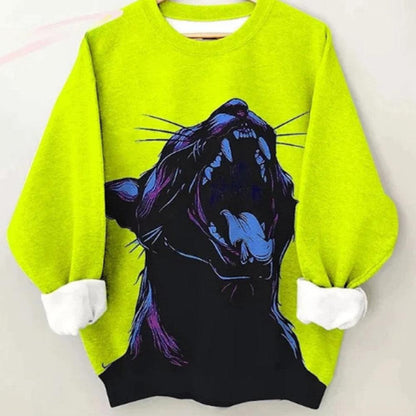 Women's Sweater Fashionable Colorful Cheetah Art Long Sleeve Printing - Cruish Home