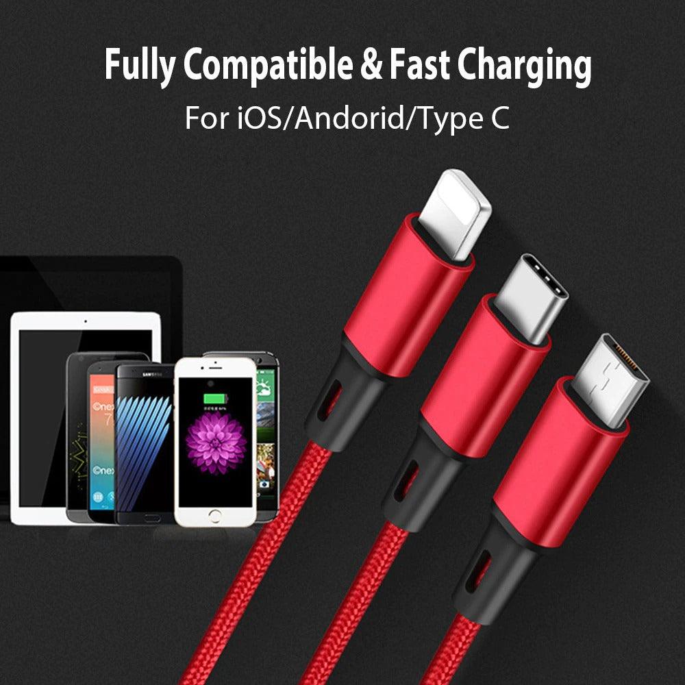 Universal Multi Charging Cable for iPhone, Android, Type-C