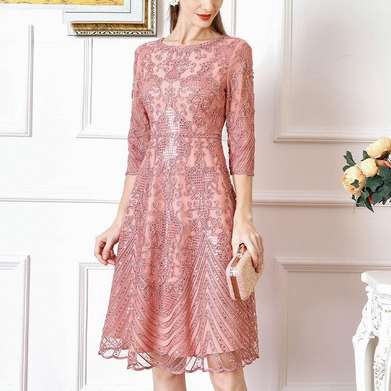 Embroidered Waist Slimming Noble Dress For Women - Cruish Home