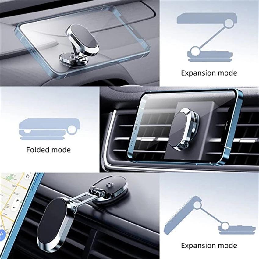 Rotate Metal Magnetic Car Phone Holder Foldable Universal Mobile Phone Stand Air Vent Magnet Mount GPS Support - Cruish Home