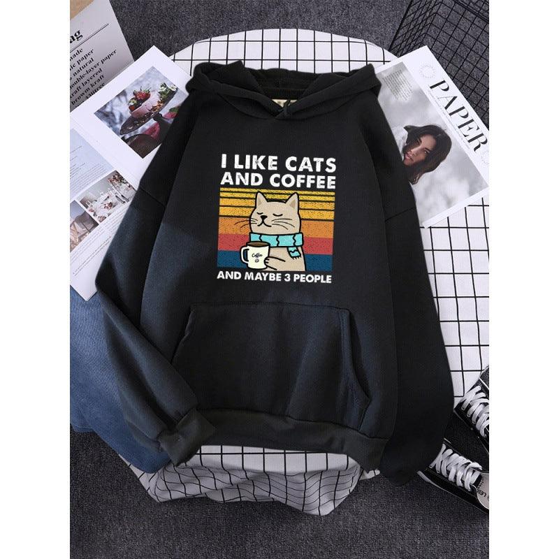 I Like Cats And Coffee Printed Women Hoody - Cruish Home