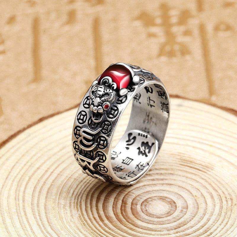 Little Pixiu Heart Sutra Ring Men And Women Lucky - Cruish Home