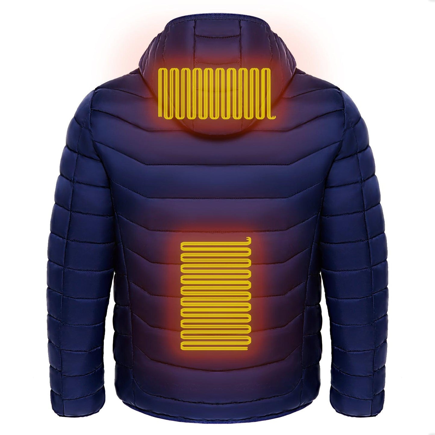 Men Heated Puffer Jacket Electric Heating Coat Insulated Hood Windbreaker - Cruish Home