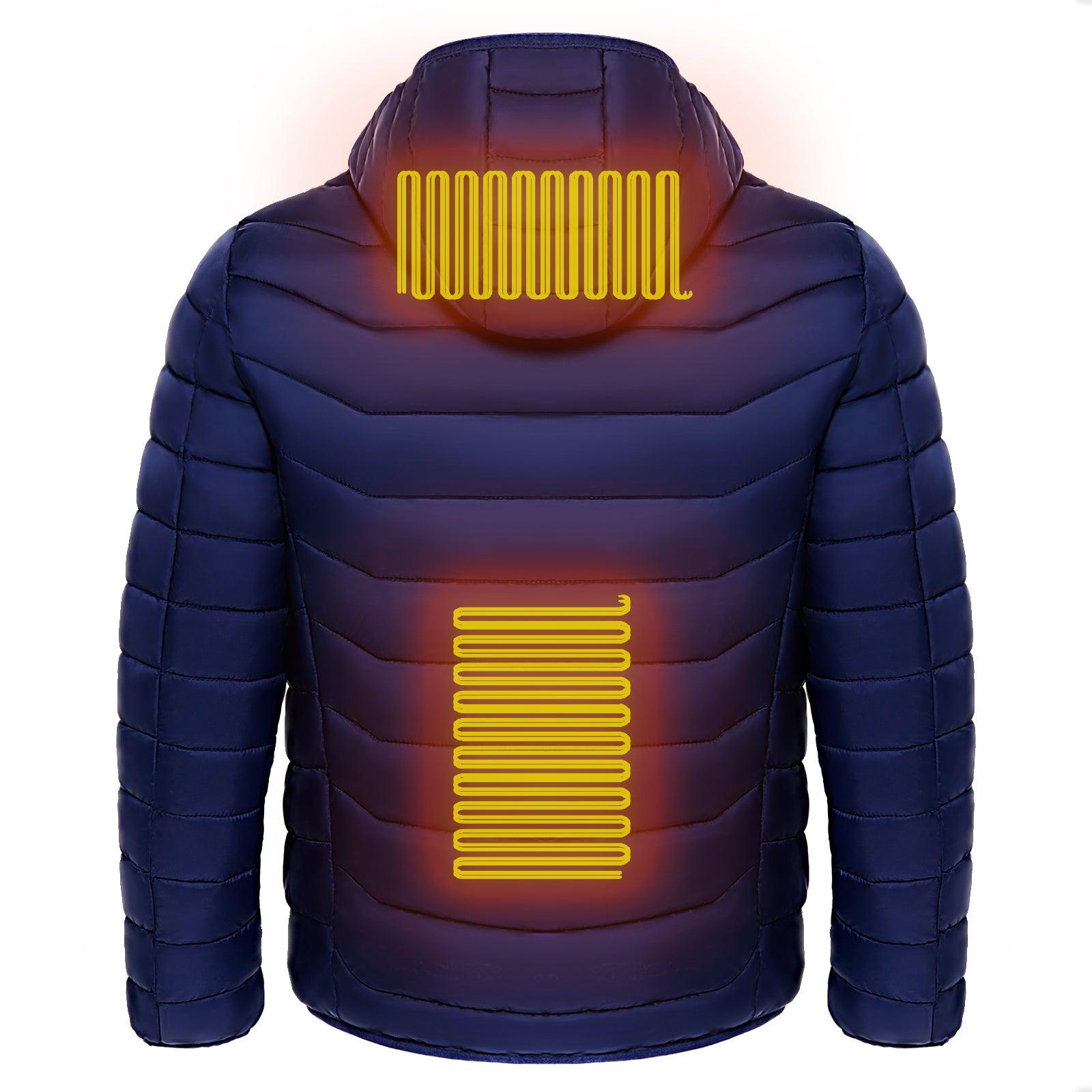 Men Heated Puffer Jacket Electric Heating Coat Insulated Hood Windbreaker - Cruish Home