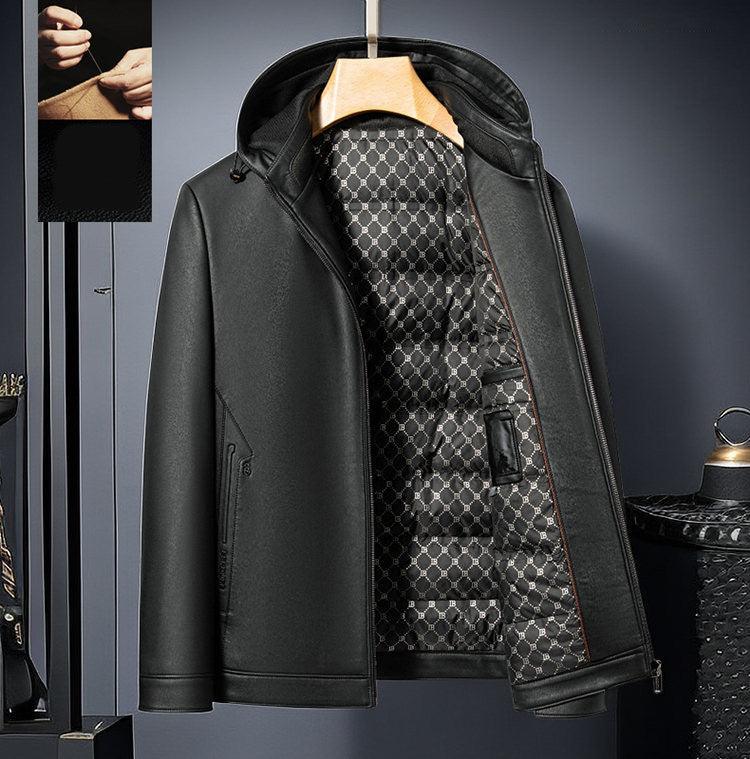 Fashion Personality Leather Down Jacket Men - Cruish Home