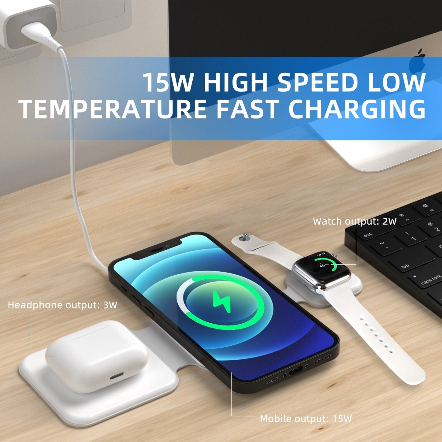 3 In 1 Wireless Charging Stand – Multi-Device Charger