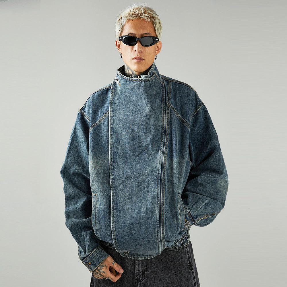 Stand Collar Denim Coat For Men - Cruish Home