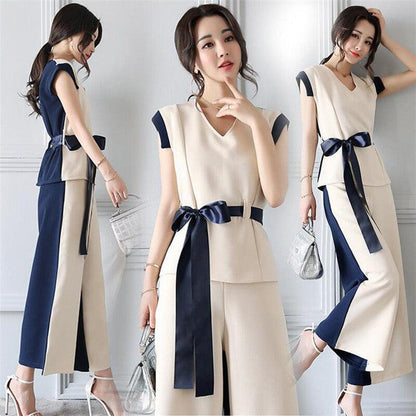 Fashion Western-style Casual Wide-leg Pants Hong Kong-style Retro Two-piece Suit - Cruish Home