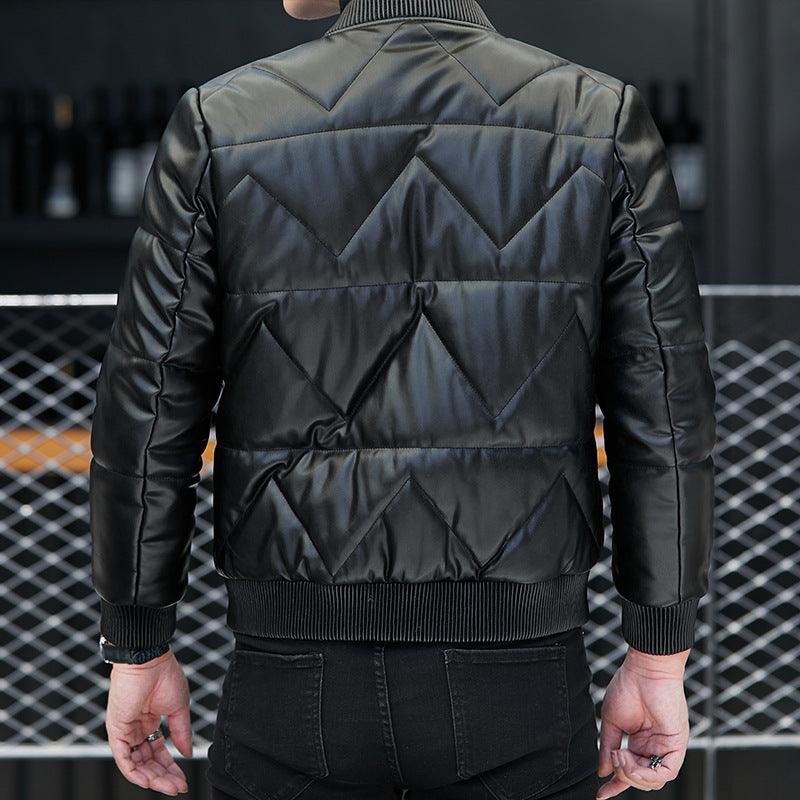 Men's Standing Collar Casual Zipper PU Leather Jacket - Cruish Home