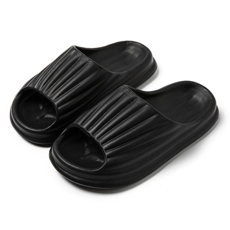 Home Slippers Women Men New Solid Striped Peep-toe Shoes House Floor Bathroom Slippers For Couple - Cruish Home