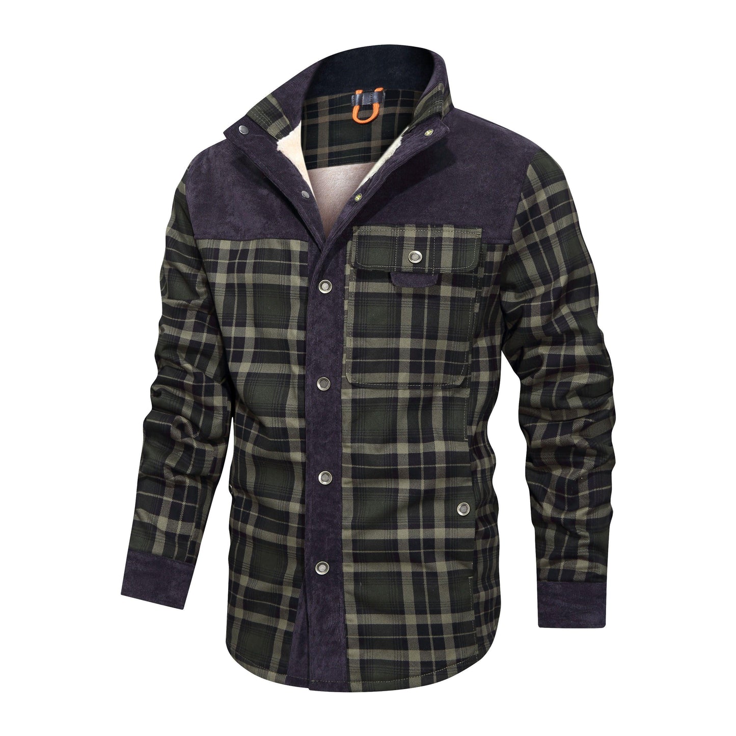 Thickened Shirt Jacket With Classic Plaid Fuzzy Fleece Lining Inside Design - Cruish Home