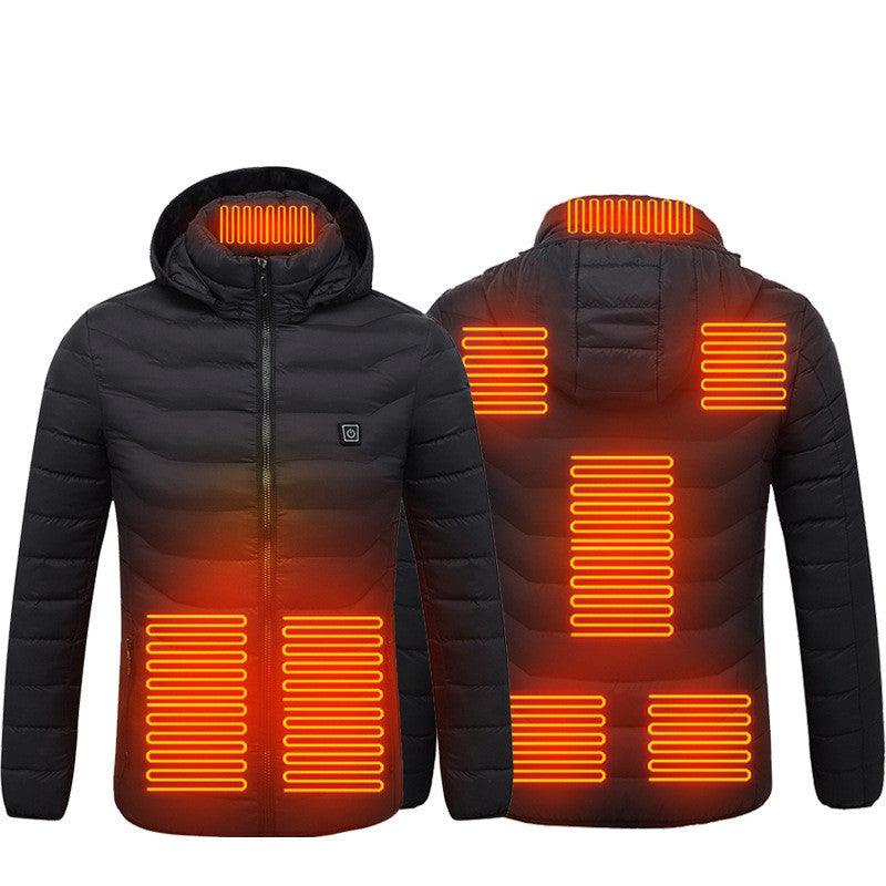 Men Heated Puffer Jacket Electric Heating Coat Insulated Hood Windbreaker - Cruish Home