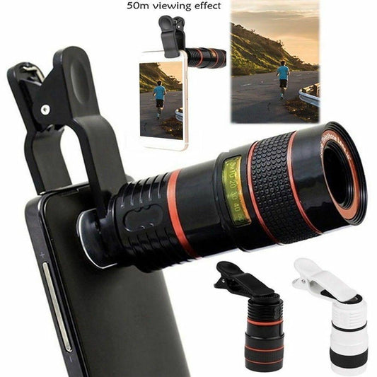 HD 8X Clip On Optical Zoom Telescope Camera Lens For Universal Mobile Cell Phone - Cruish Home