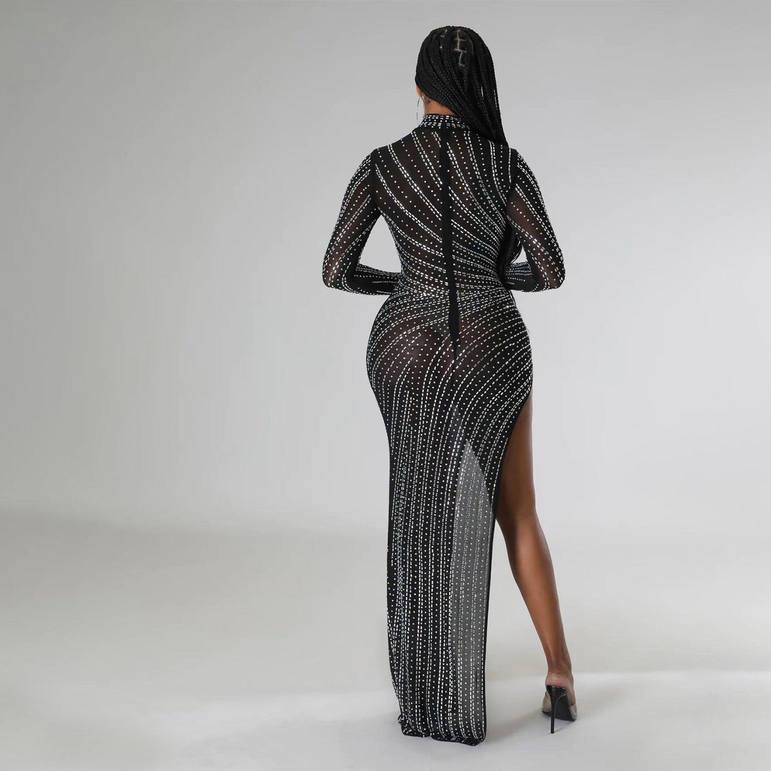 Women's Sexy Mesh Long-sleeved Dress - Cruish Home