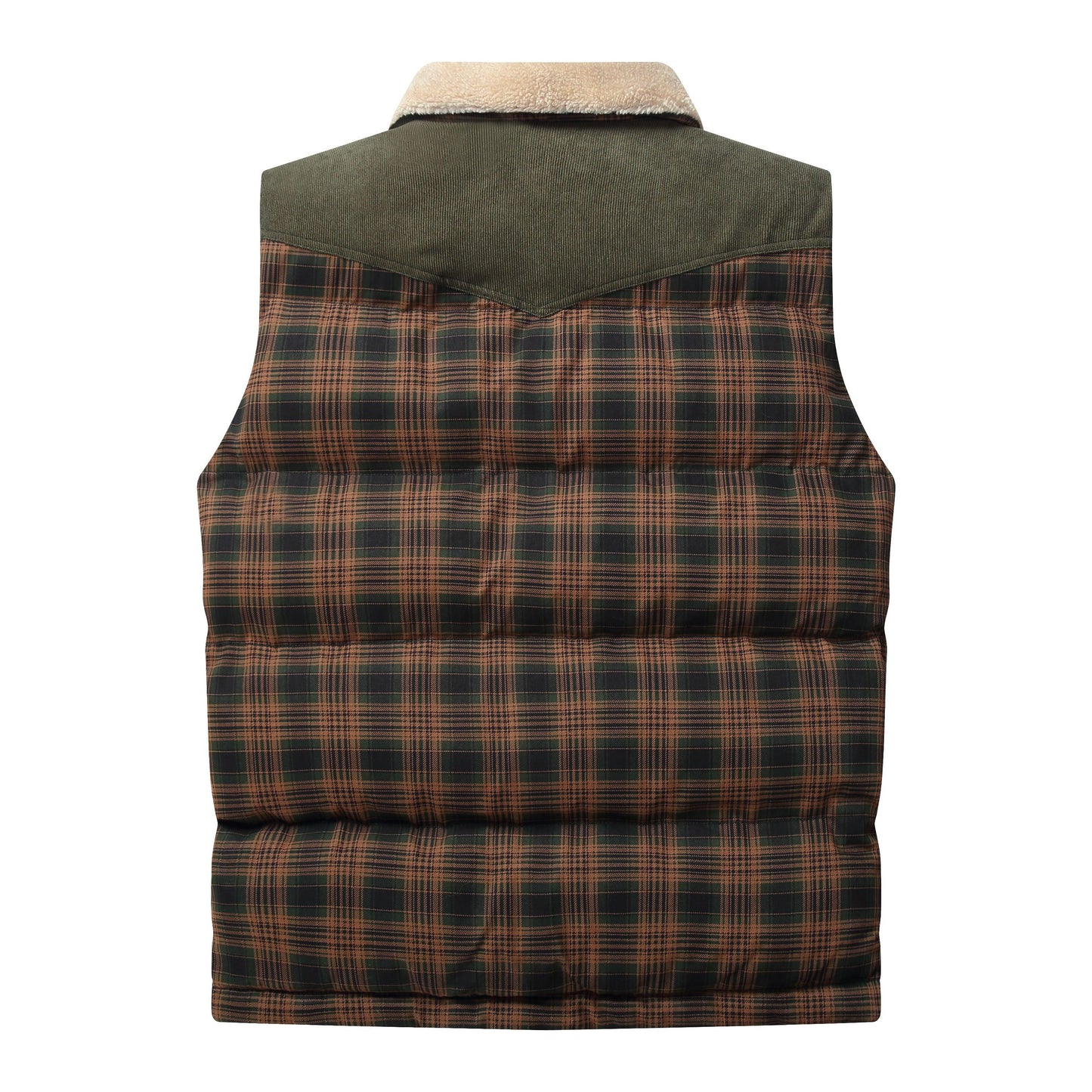 Men Neck Collar Warm Plaid Vest - Cruish Home