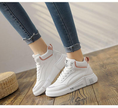 High Top Women Leather Casual Sneakers - Cruish Home