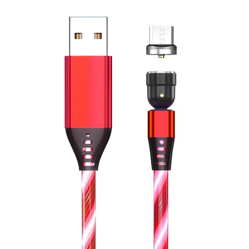 540 Rotate Luminous Magnetic Cable 3A Fast Charging Mobile Phone Charge Cable For LED Micro USB Type C For I Phone Cable - Cruish Home