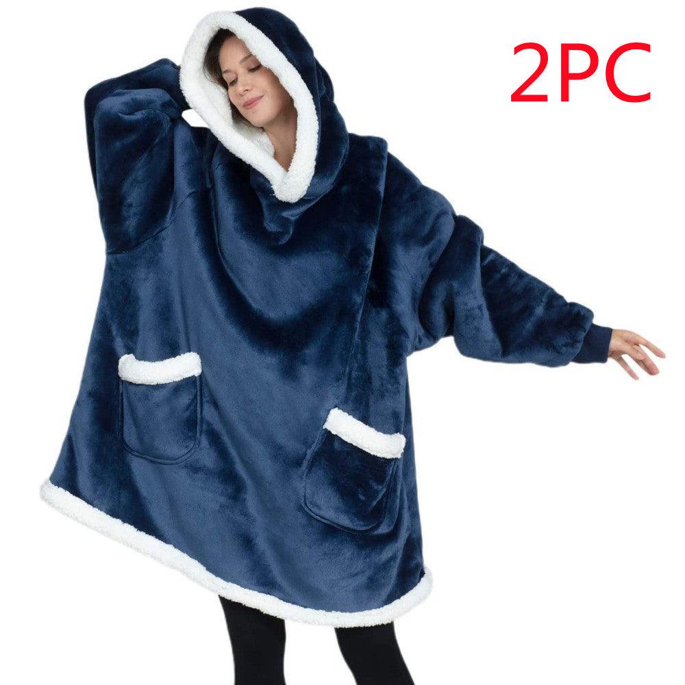 Lazy Pullover Pajamas Women's Thermal Clothes Lambswool TV Blanket Hug Hoodie TV Cold Protective Clothing - Cruish Home