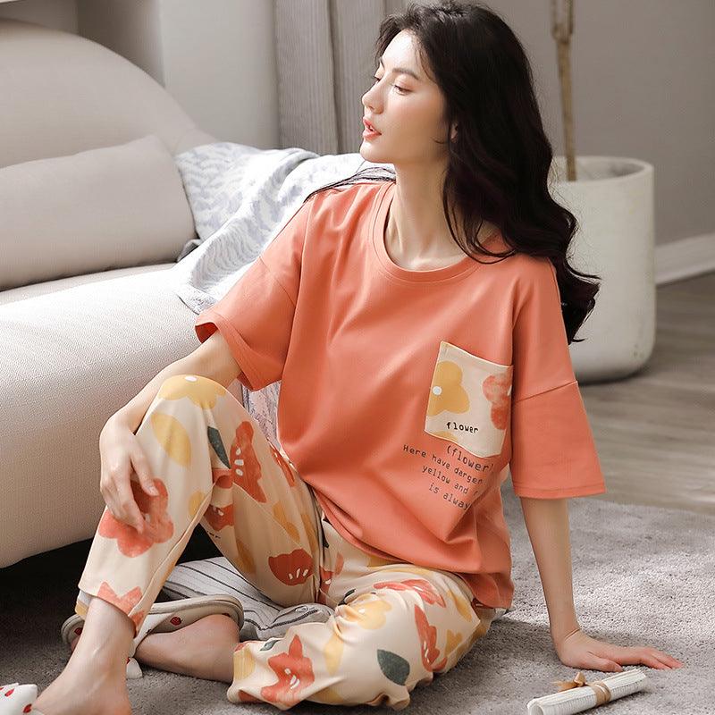 Women's Cotton Casual Simple Pajamas Suit - Cruish Home