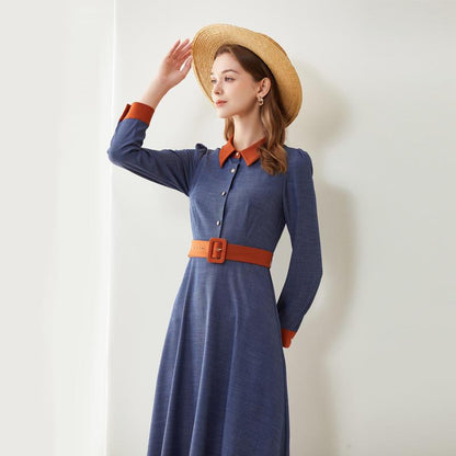 Elegant Slim-fit Long Sleeve Work Clothes Shirt Dress - Cruish Home