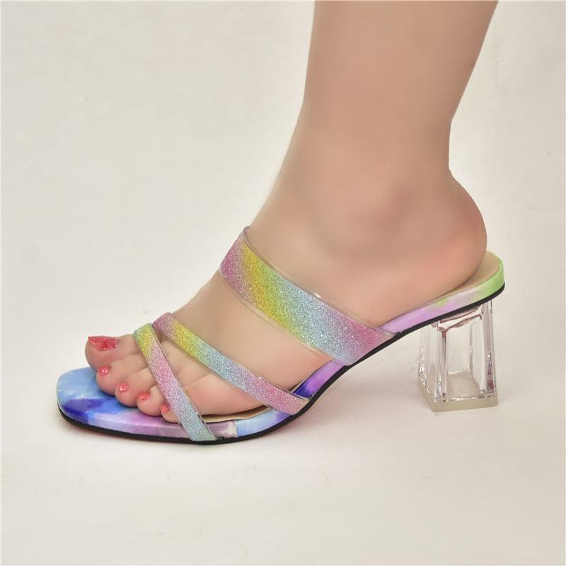 Women's Summer Wear Slippers Thick-heeled Mid-heel Sandals - Cruish Home