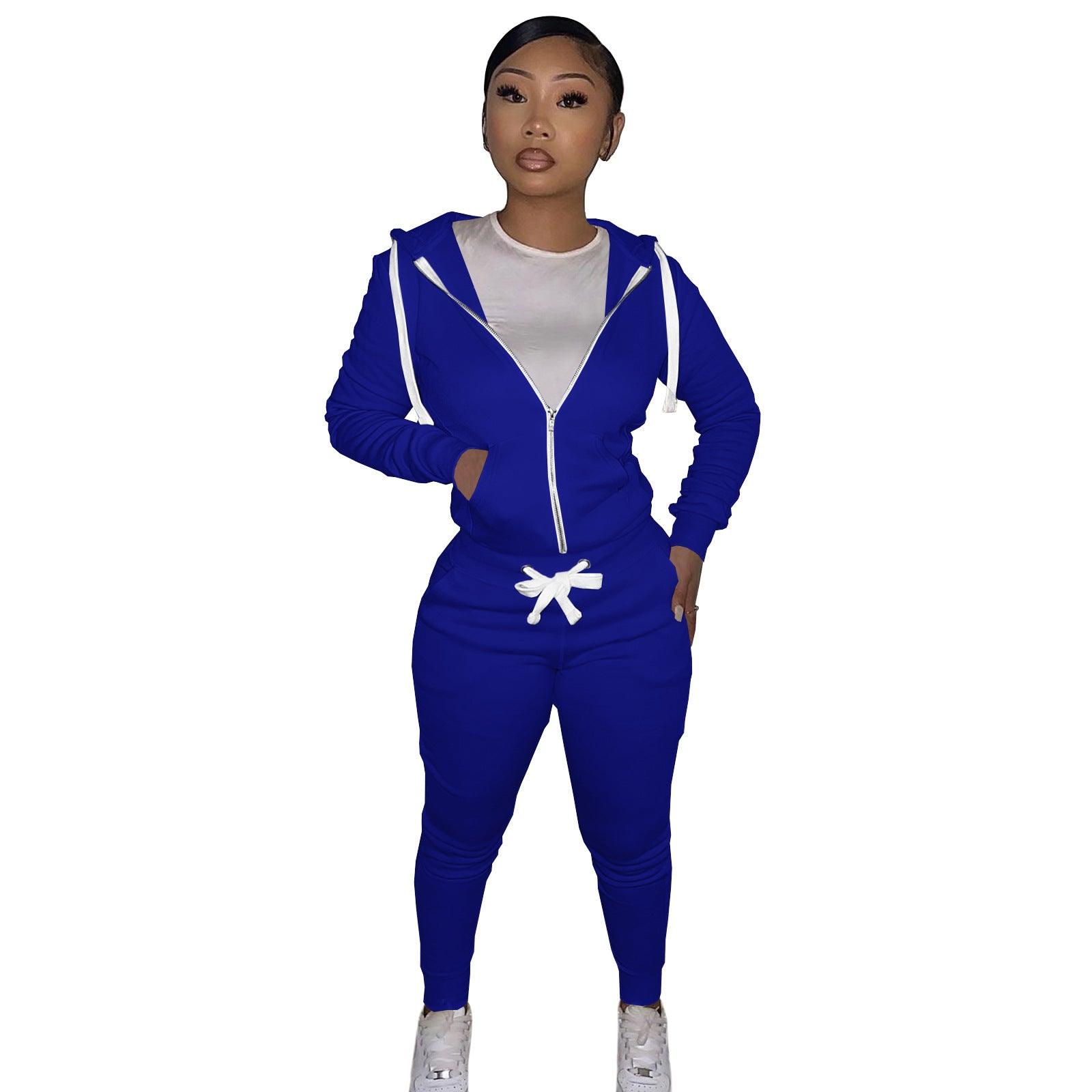 Autumn Winter Women's Cotton Hoodie Tight Two-piece Suit - Cruish Home