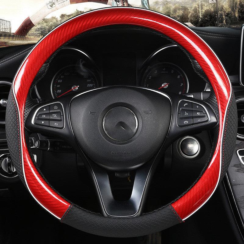 Car Steering Wheel Cover Round Handle Cover Carbon Fiber Texture - Cruish Home