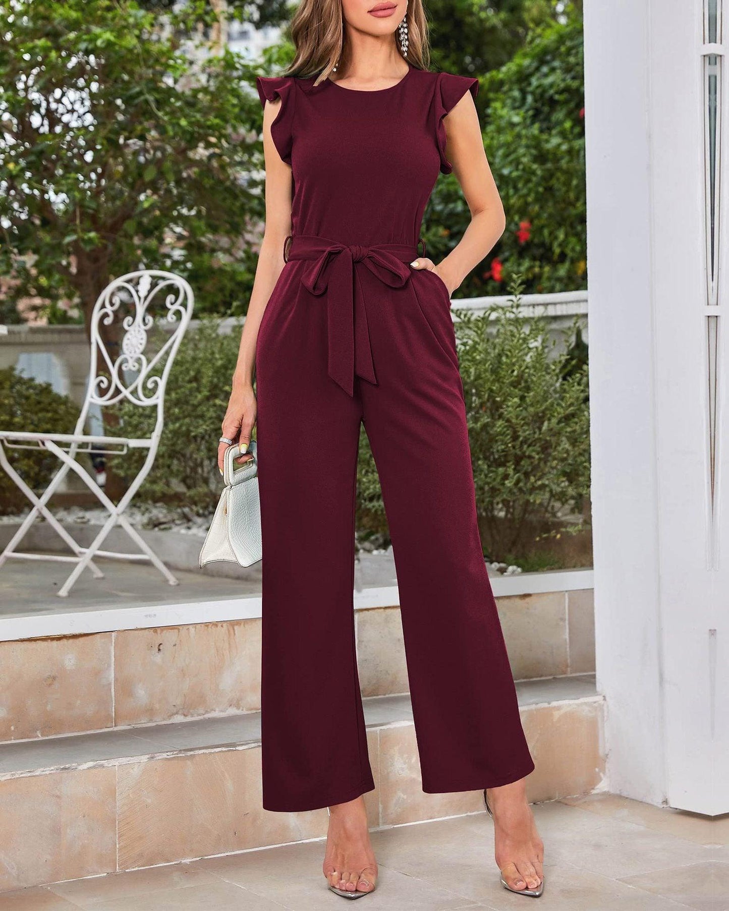 Jumpsuit Women's Ruffled Wide Leg Strap - Cruish Home