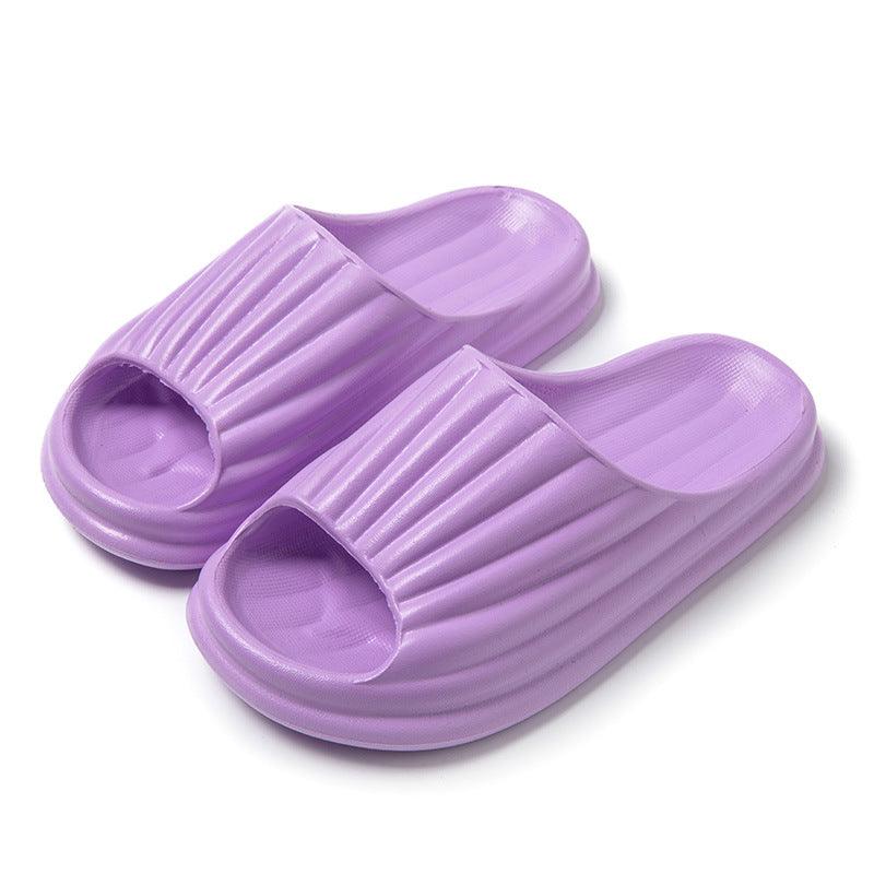 Home Slippers Women Men New Solid Striped Peep-toe Shoes House Floor Bathroom Slippers For Couple - Cruish Home