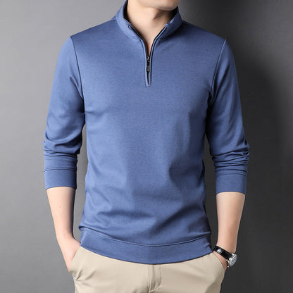 Mens Casual Stand Collar Long Sleeve Top