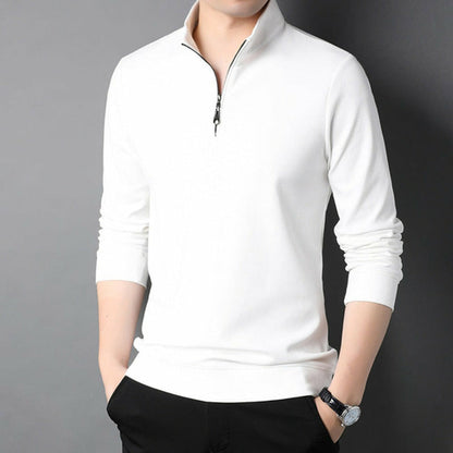 Mens Casual Stand Collar Long Sleeve Top