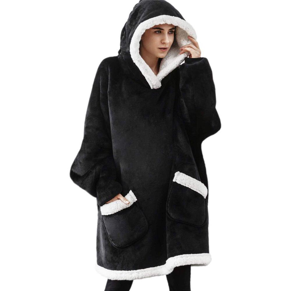 Lazy Pullover Pajamas Women's Thermal Clothes Lambswool TV Blanket Hug Hoodie TV Cold Protective Clothing - Cruish Home