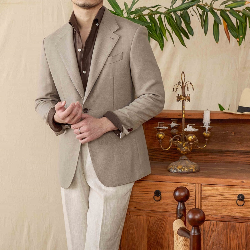 Casual Suit Natural Linen Half Lining Thin Breathable Jacket