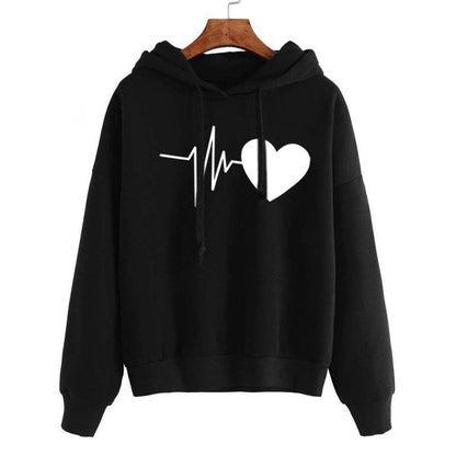 Heart Print Streetwear Hoodies Women Sweatshirt Spring Autumn Long Sleeve Hoodie Clothes - Cruish Home