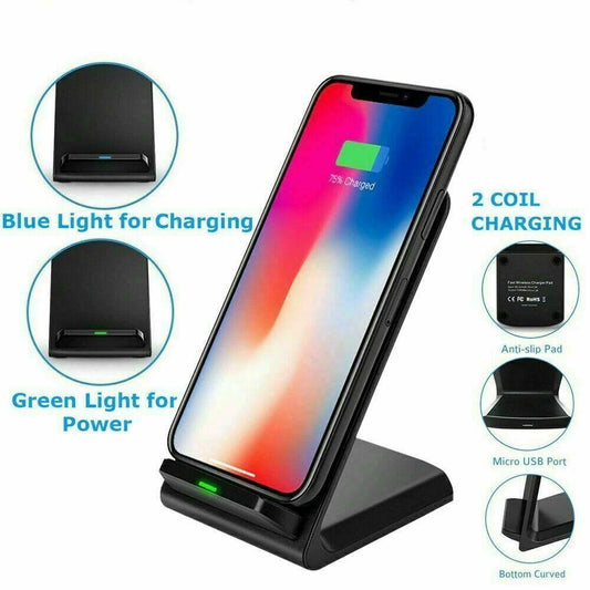 Fast Qi Wireless Charging Stand Dock Charger For IPhone 8 X XS 11 12 13 Pro Max - Cruish Home